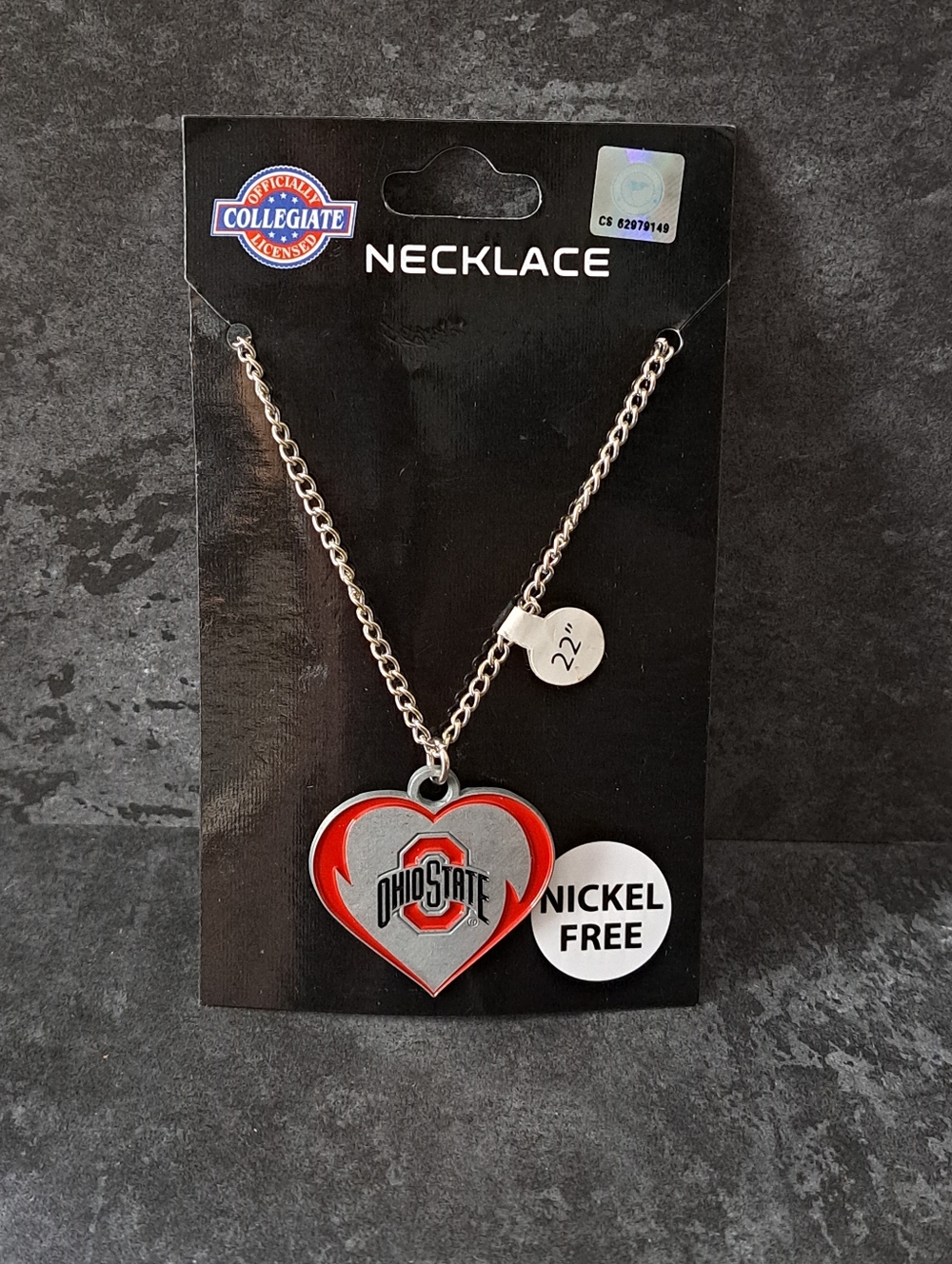Ohio State Heart Pendant Necklace in Red and Silver